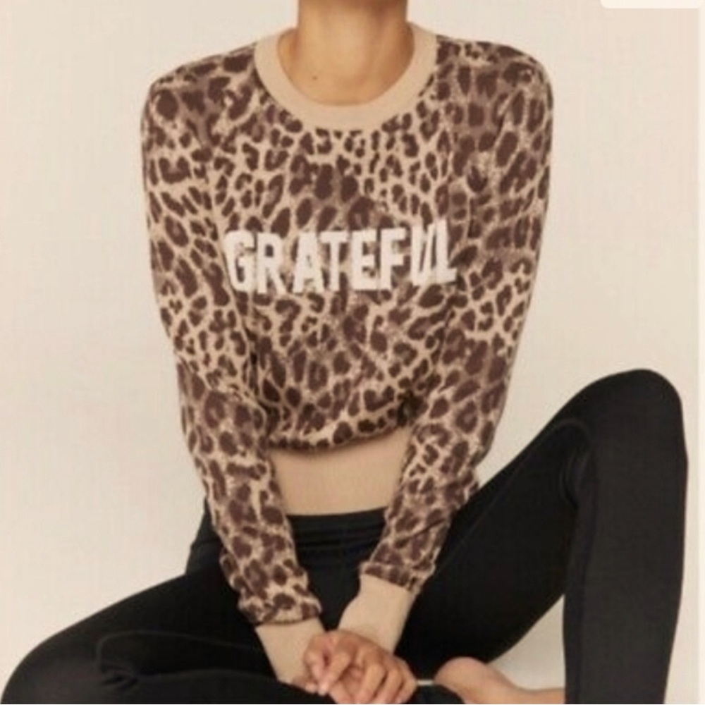 NWOT Spiritual Gangster Grateful leopard print sweatshirt Size medium